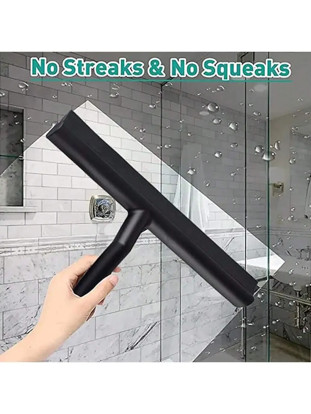 1pc Portable Silicone Scraper With Hook Glass Wiper Suitable For Shower Doors Bathrooms Windows And Car Glass Cleaning Tool