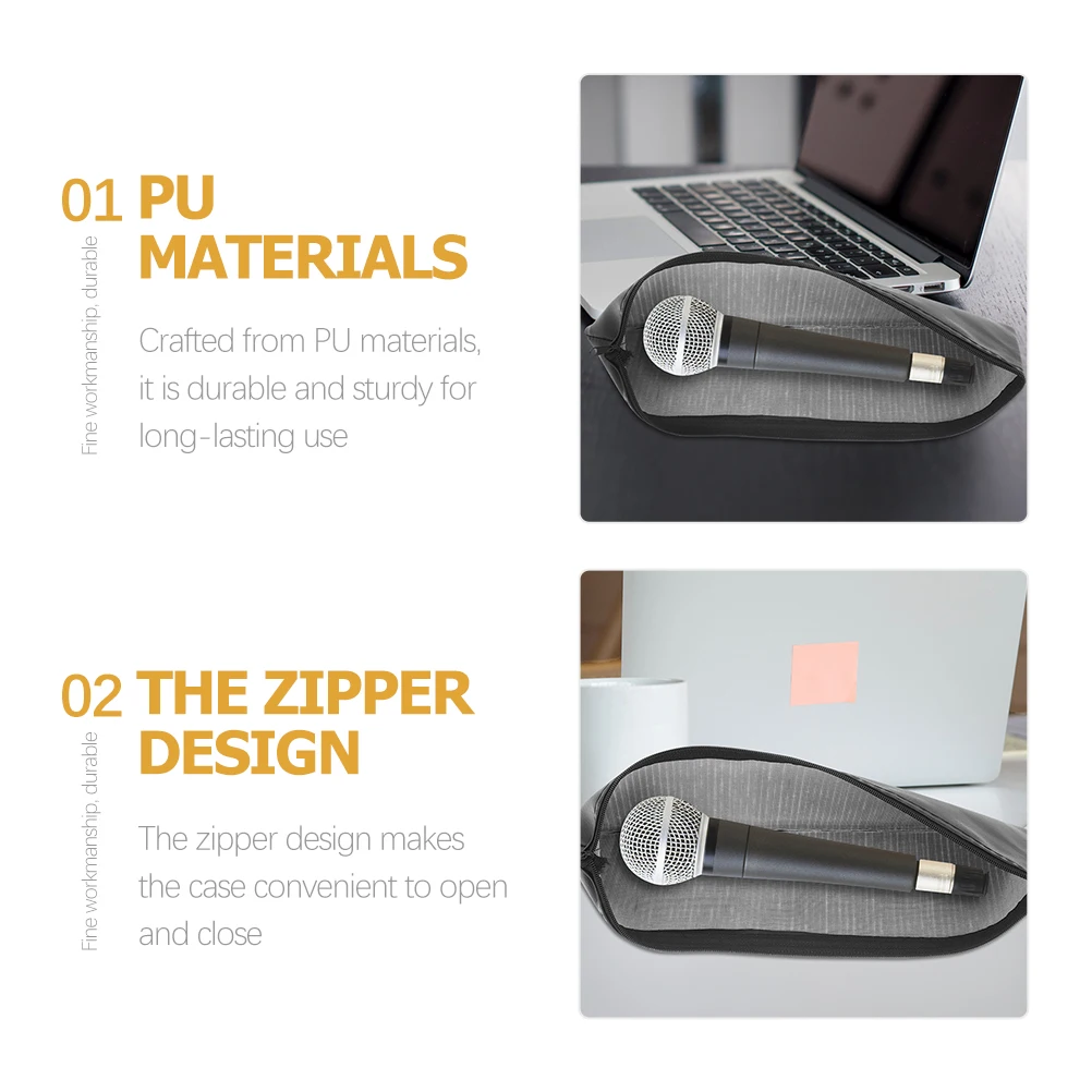 

4pcs Microphone Bag Portable Dust proof Protective Pu ganizer Travel Tote Outdoor Pouch Wear resistant Carrier Storage