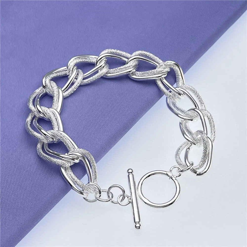 Andara925 sterling silver bracelet fashion double ring bracelet women engagement jewelry gift