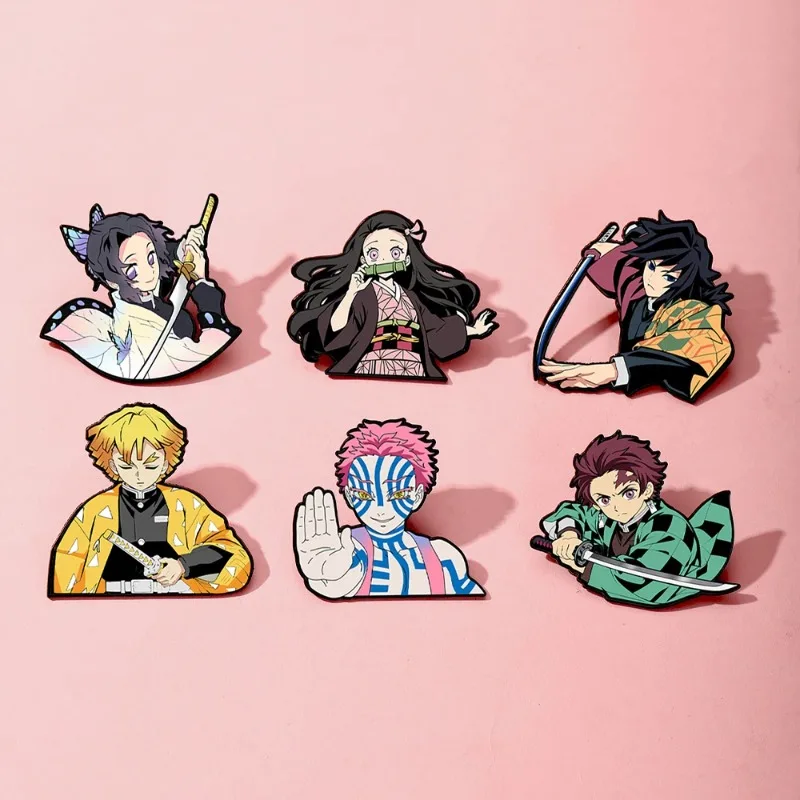 6pcs Demon Slayer Kimetsu No Yaiba Cartoon Brooches Anime Character Backpack Accessories School Bag Supplies birthdaygift friend view 4