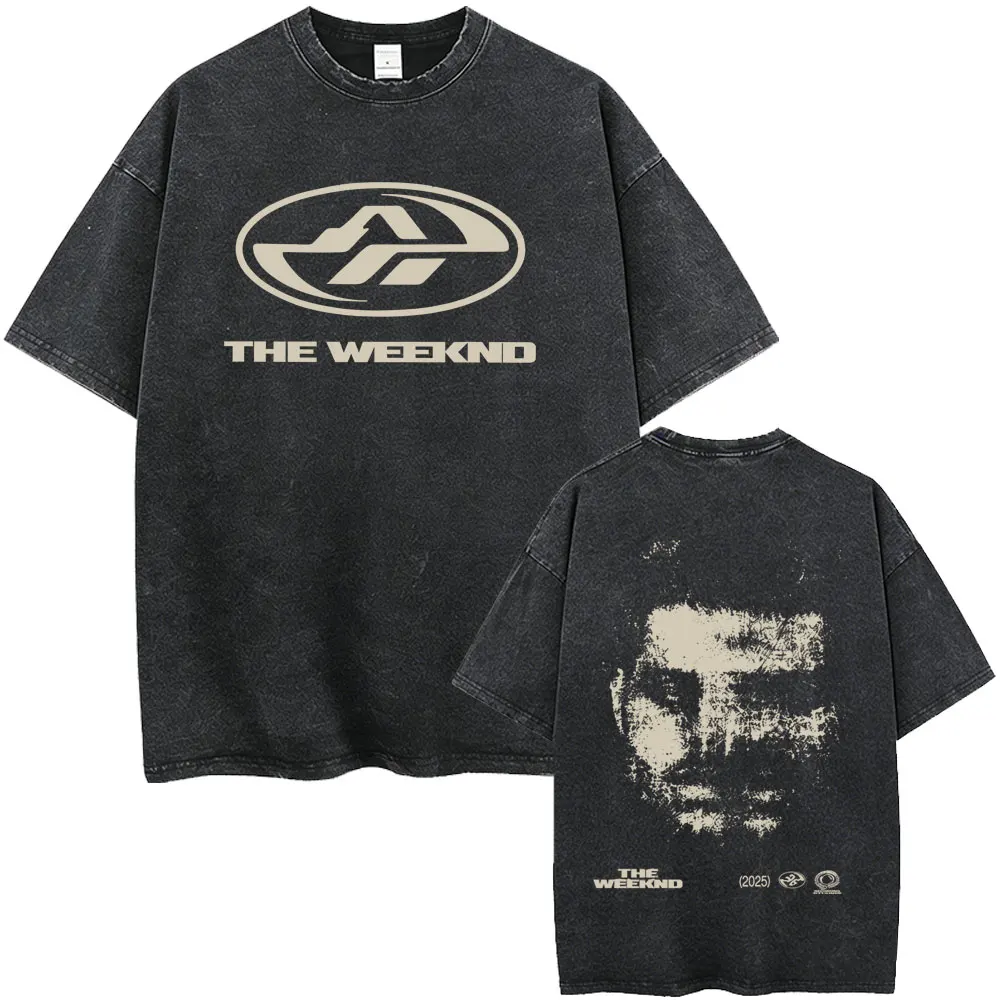 T-shirt graphique vintage délavé The Weeknd Face Graphic After Hours Til Dawn Tour 2026 T-shirts Hommes Femmes Mode Hip Hop