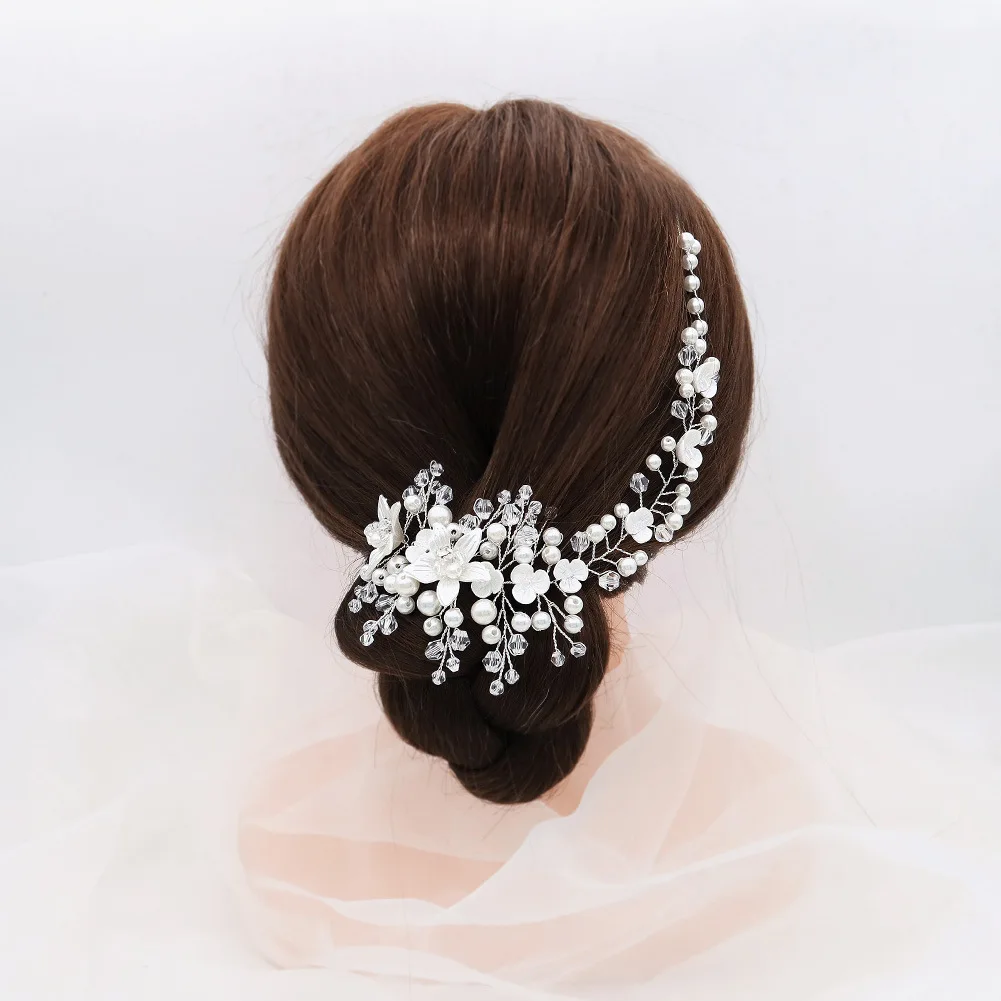 Women Headbands Flower Rhinestone Pearl Hairbands Floral Tiaras Headpiece Hairpins Wedding Hair Accessories Bridal Hair Jewelry