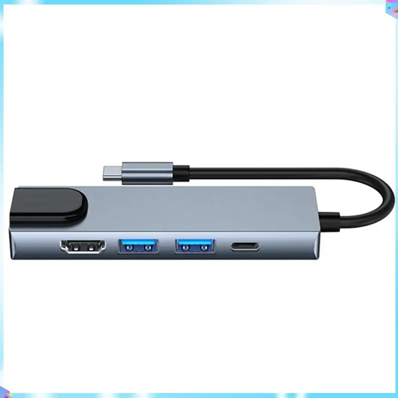N93R multifunctioneel type C dockingstation: 5 poorten inclusief - compatibele 4K, RJ45, USB 3.0 voor laptop