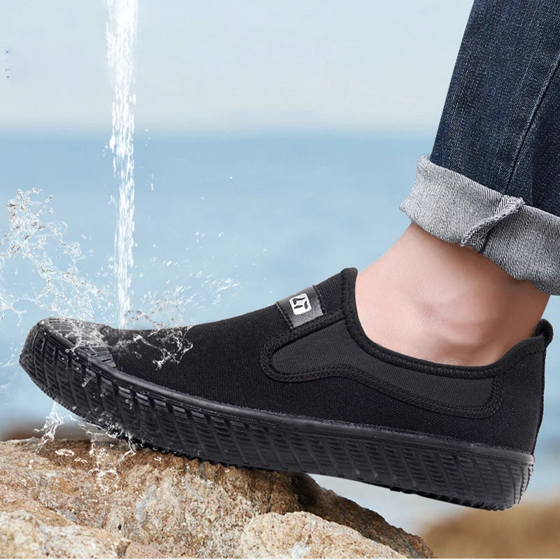 

JieFang Shoes Men Women Construction Work Shoes Military-Style Shoes Outdoor Waterproof Soft Sole Thick Rubber Farmer Shoes