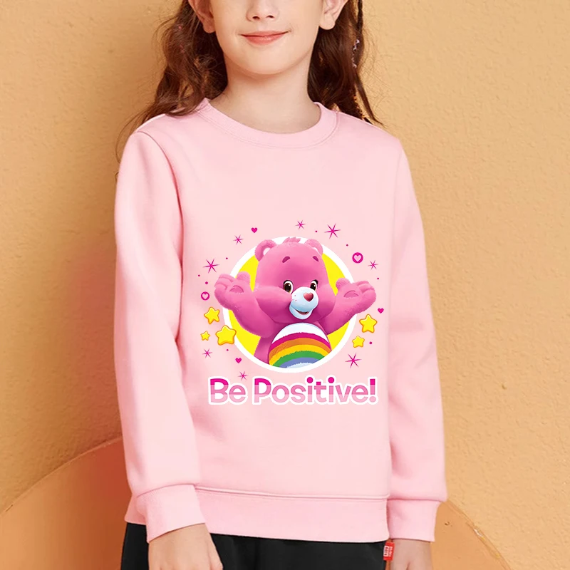Care Bears – sweat-shirt à col rond en laine pour enfants, garçon et fille, pull à capuche avec dessin animé, veste chaude et épaisse, vêtements d'hiver, cadeau