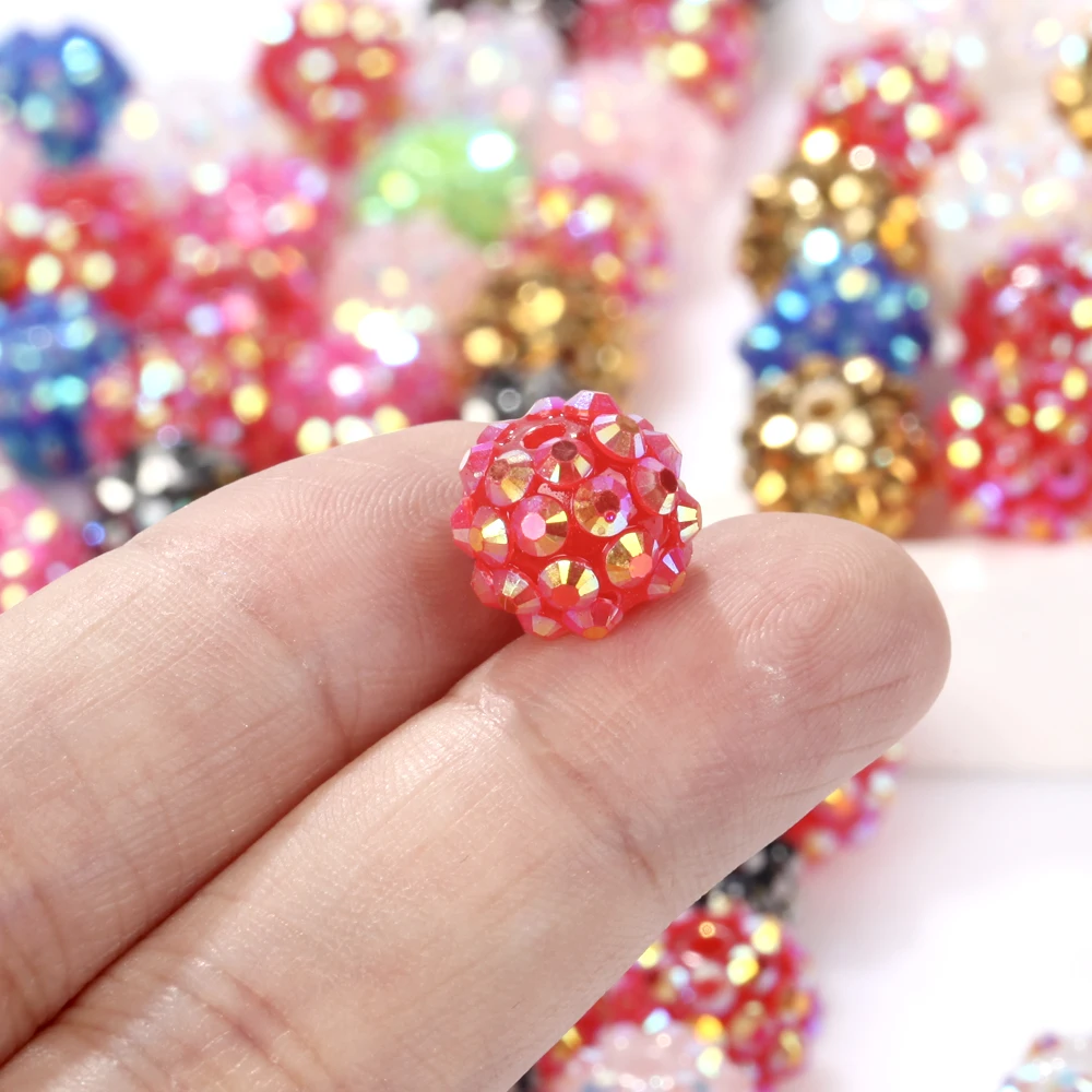 10/30/50Pcs 12mm Resin Bayberry Ball Charm Acrylic Rhinestone Beads For Jewelry Making Findings DIY Bracelet Earring Accessories