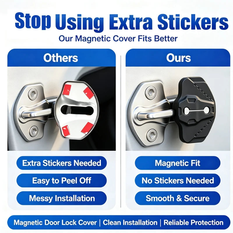 For Tesla Model YL / X / Model Y Juniper / Model 3 Highland 4Pcs Magnetic Silicone Car Door Lock Protective Cover Reduction