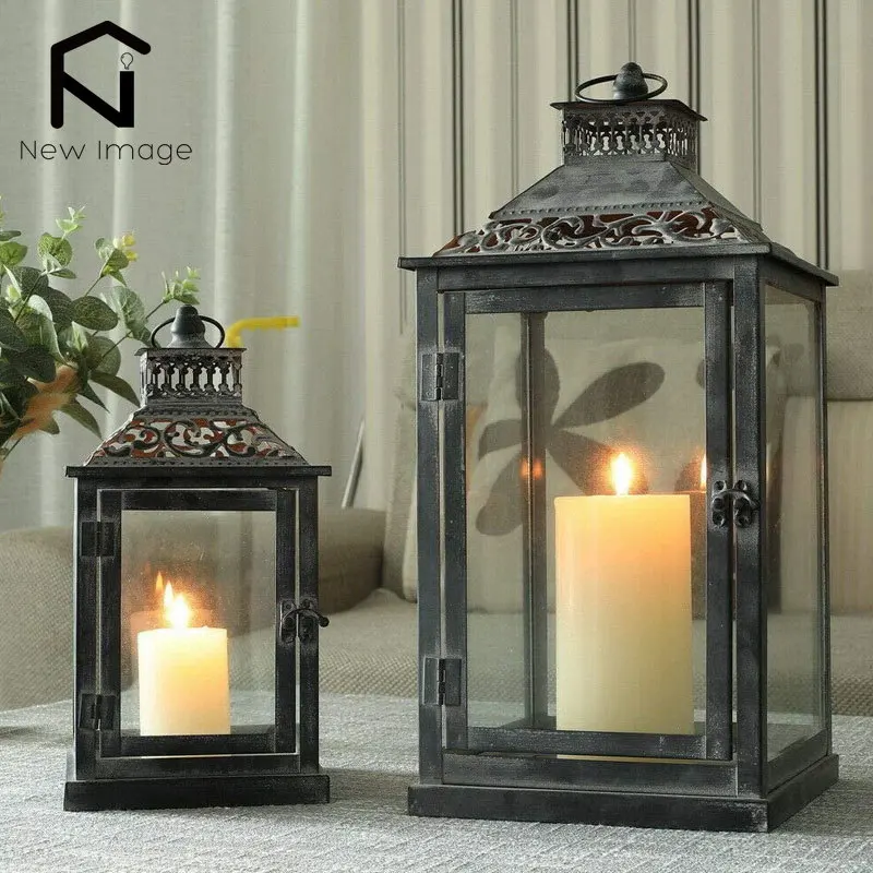 

2Pcs Vintage Candle Holder Lanterns Metal Candle Hanging Lantern for Indoor Outdoor Events Paritie Weddings Home Decor