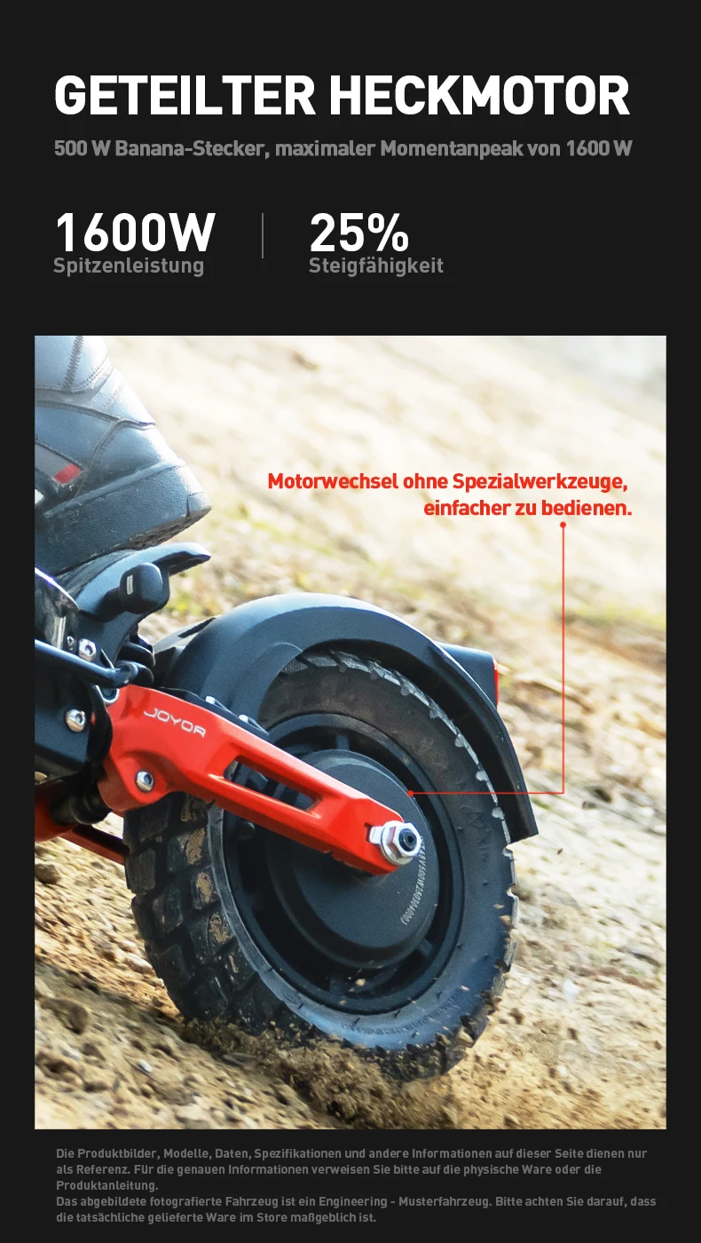 JOYOR T6E (ABE) Elektroroller für Erwachsene, 20 km/h Höchstgeschwindigkeit, 70 km Reichweite, 500W Motor, 48V 18Ah Akku, 10 Zoll Reifen, E-Scooter – Detail 4