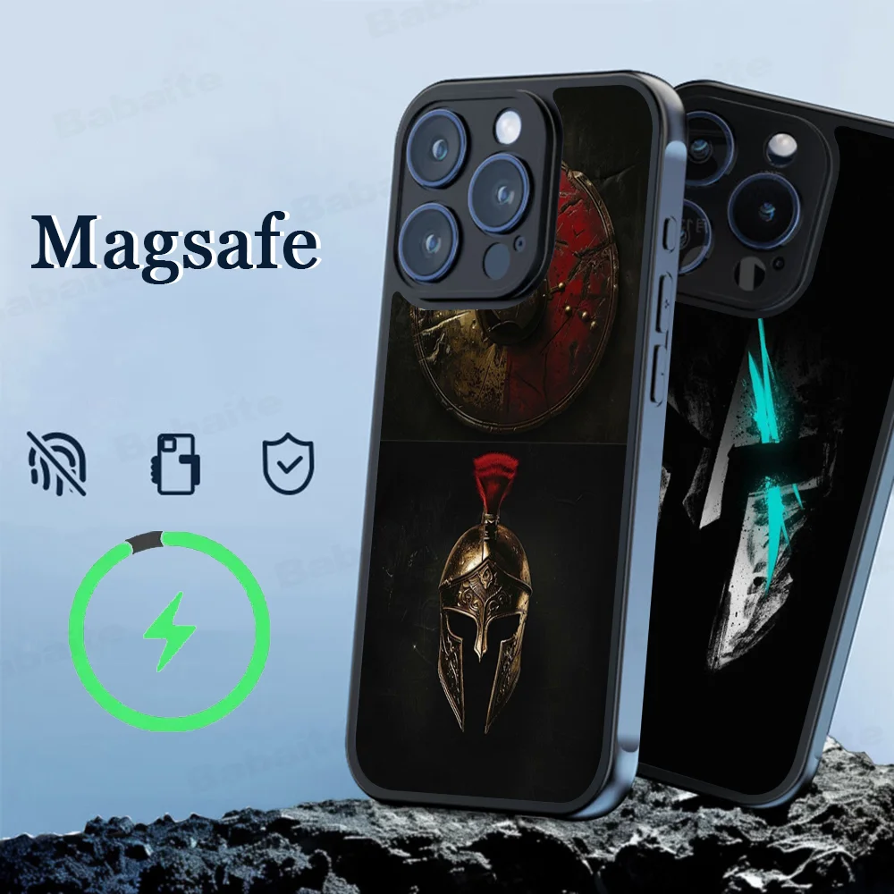 Spartan Phone Case Magesafe Magnetic Wireless Charge Case For IPhone 16 11 12 13 14 15 Pro Max Plus Mini