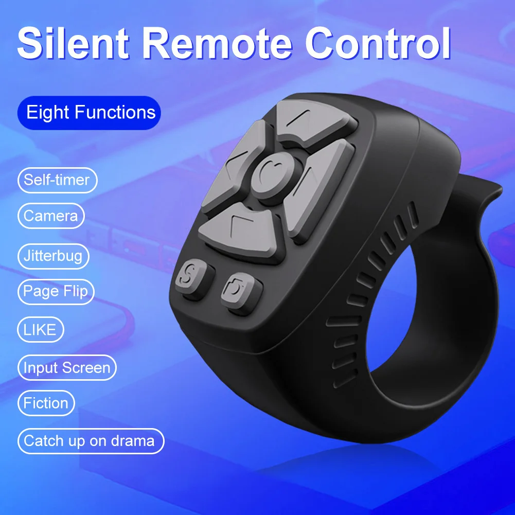 For TikTok Scrolling Ring 7 Keys Page Turner Scroller BT 5.0 Finger Remote Mobile Phone Video Remote for Android iOS iPhone iPad