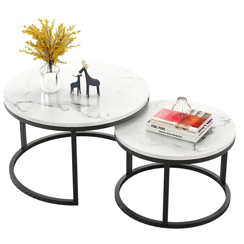 Luxury Marble Coffee Tables Set Creative White Low Gold Coffee Table Round Small Nordic Mesas De Centro Para Sala Furniture