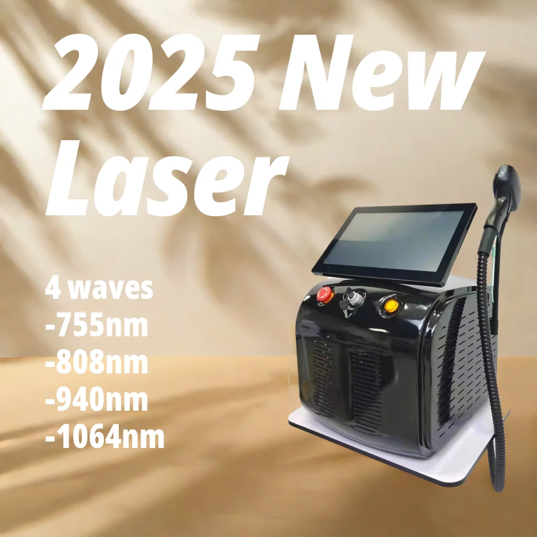 

2025 Portable 4 Wave Alma Soprano Ice Titanium Professional 808nm Diode Laser Body Face Hair Removal Machine 4000w