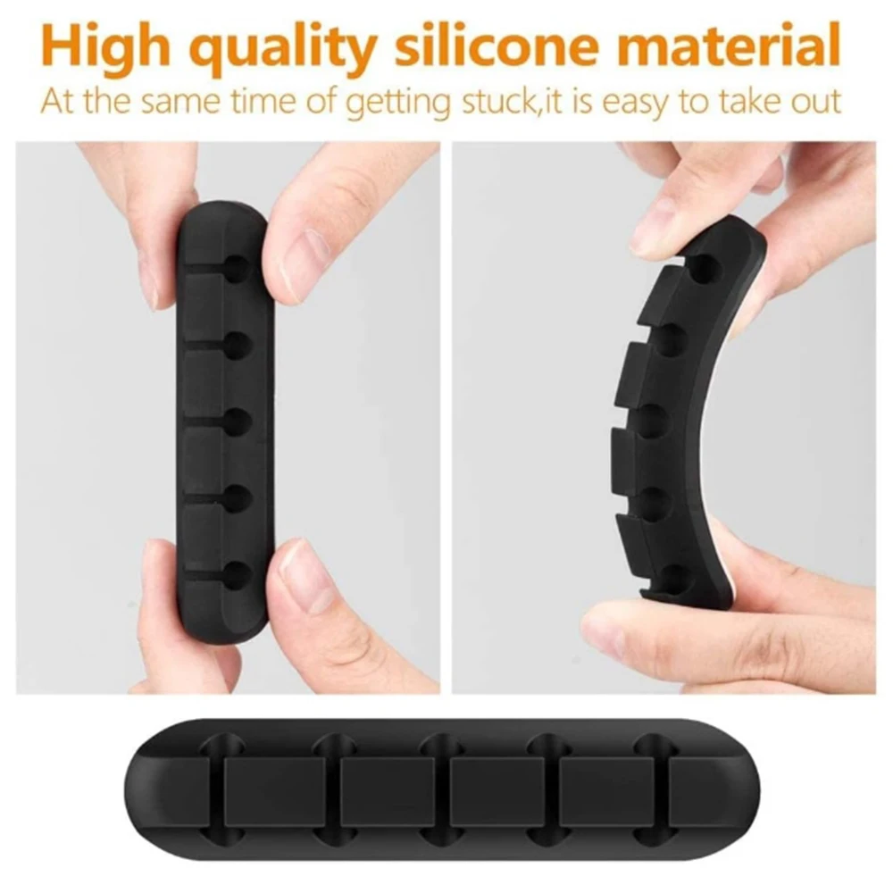 Flexible Cable Organizer 3/5/7 Hole Cable Management Clips for USB Charging Cable Nightstand Power Cord Mouse Cable Fixation