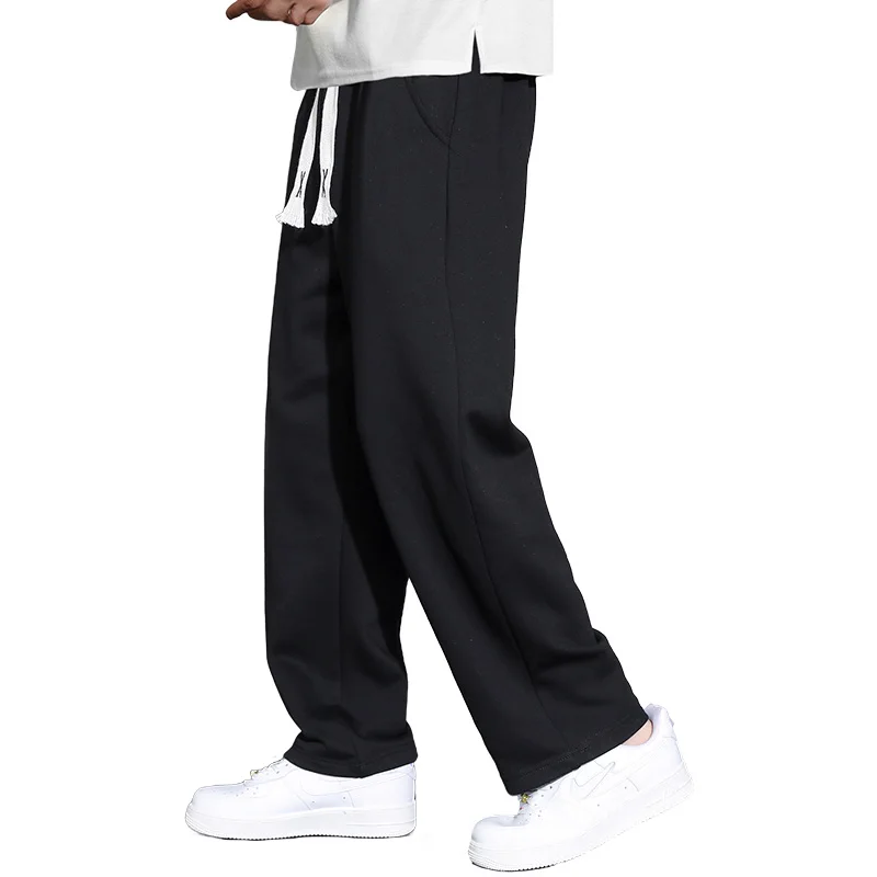 New men's sports pants loose and breathable elastic pants outdoor casual running pants classic solid color straight leg pants