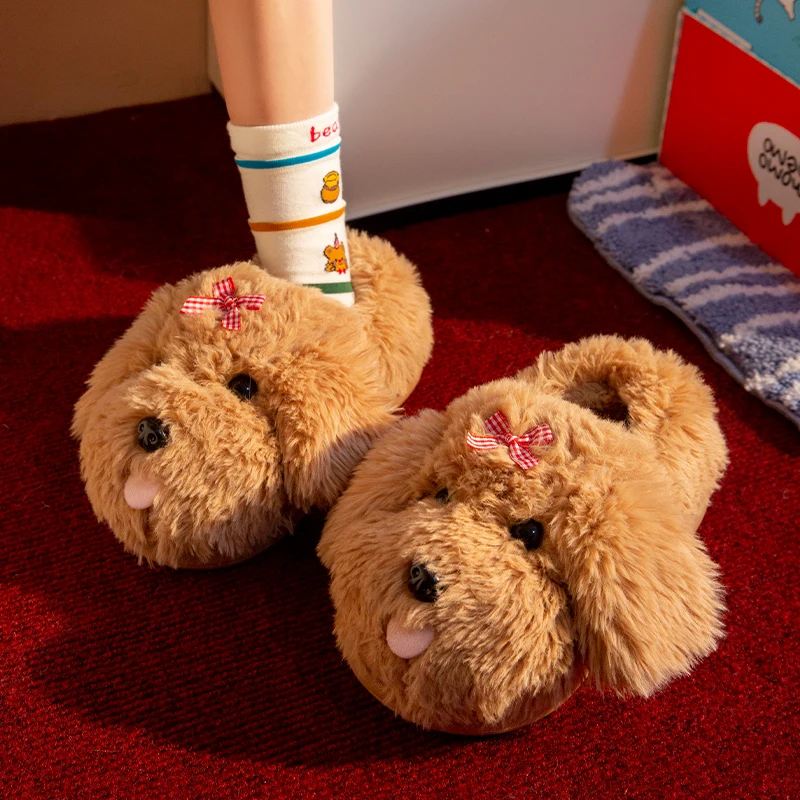 

Cute Cotton Slippers for Women Indoor Home Non-Slip Warm Slippers Plush Thick Bottom Anti-slip Winter Comfortable Slippers