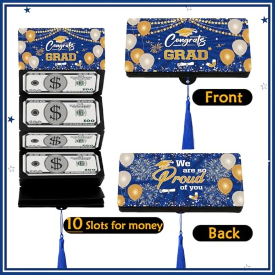 Graduation Money Holder 2025 with 10 Slots Surprise Congrat Grad Money Envelopes for Cash Gifts College Middle High School Grad