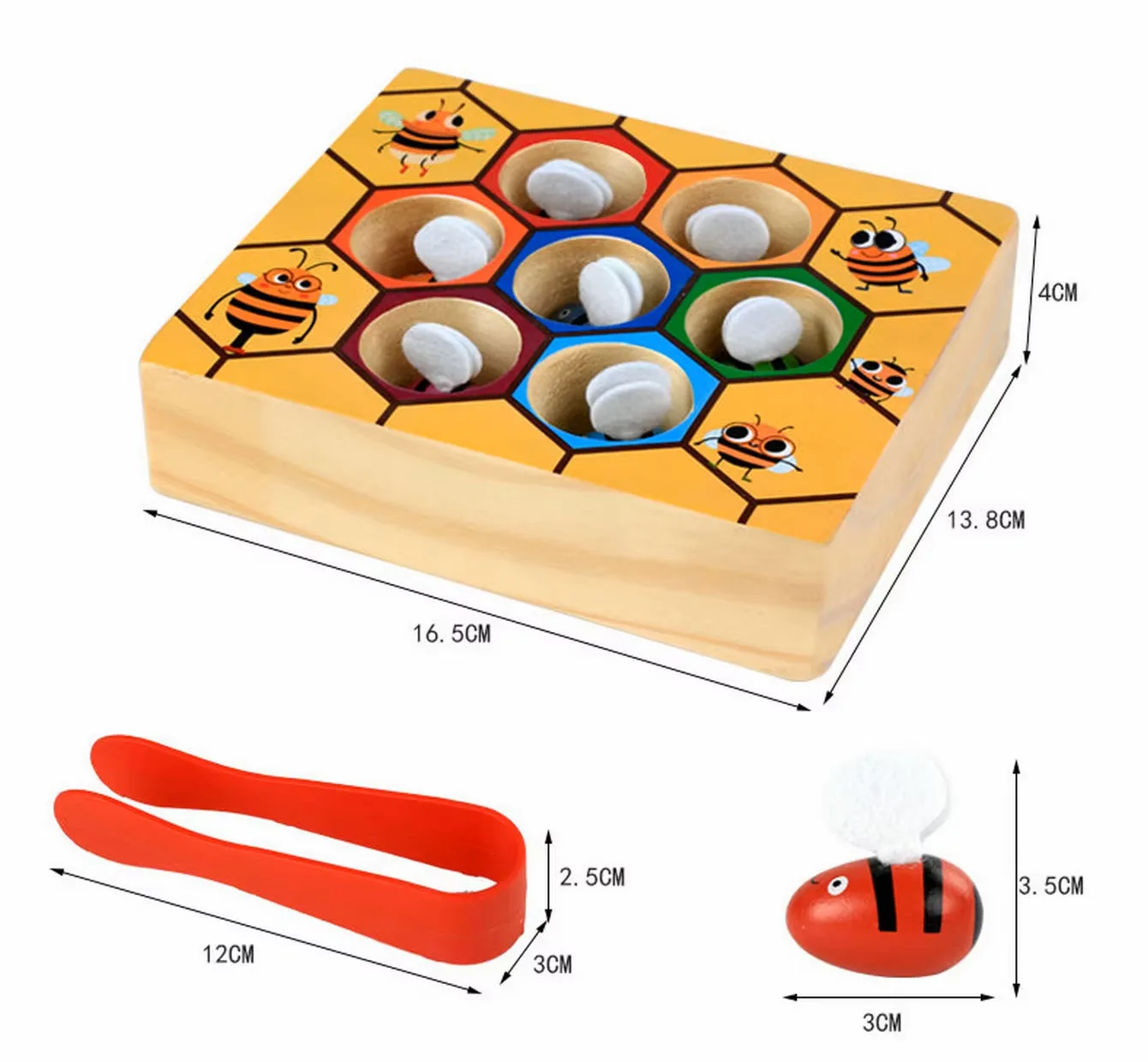 1-teiliges farblich passendes Perlenspiel in Wabenform mit Cartoon-Design und kleinen Clips, geeignet für Kinder ab 3 Jahren