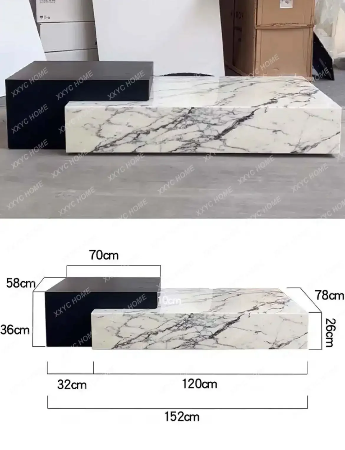 AA minimalist marble coffee table villa living room household square tea table