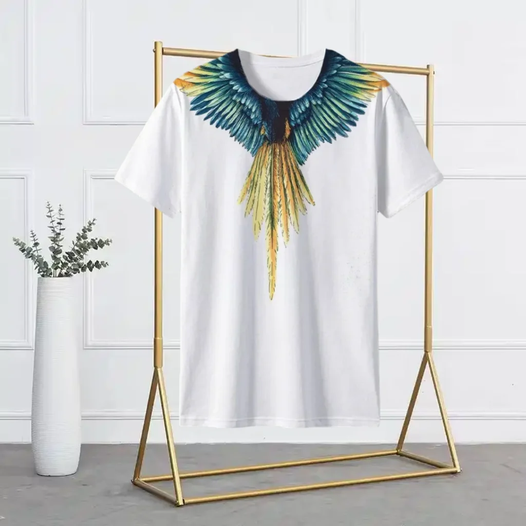 

New Men's Quick-Drying T-Shirt Marcelo Burlon Wings Print T-Shirt White Black Comfort Sports Casual Y2K Street Short Sleeve
