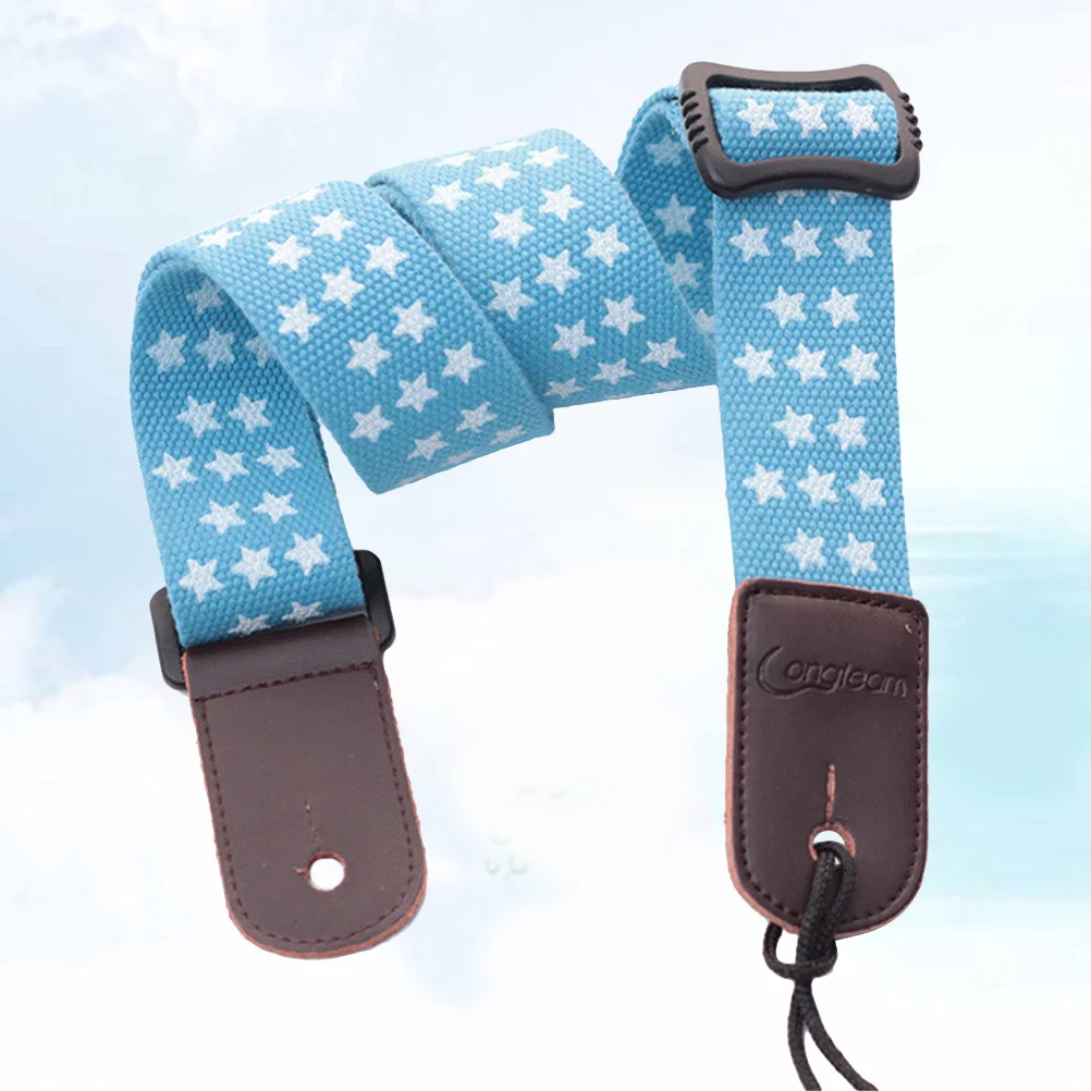 

Sky-Blue Cotton Ukulele Strap Adjustable Ends Durable High Quality for Standing Playing Ukulele Guitar Bass