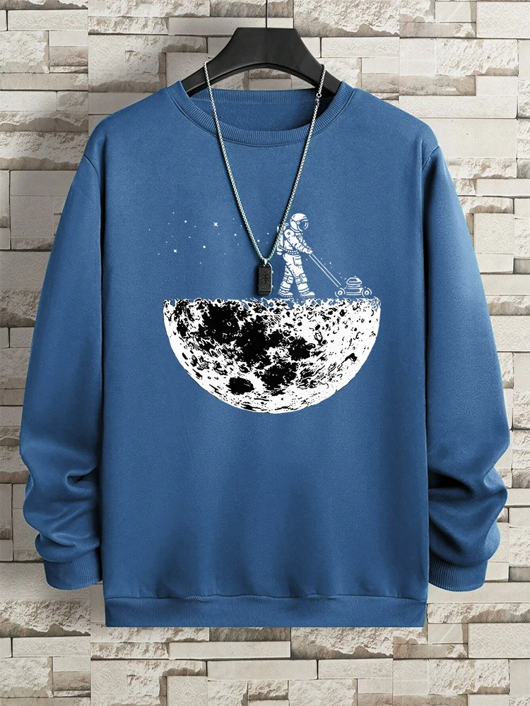 Astronauts Clean Up Moon Trash Menswear Hip Hop Fleece Sweatshirt Casual Fitness Autumn Pullovers Crewneck Warm Hoody Couple