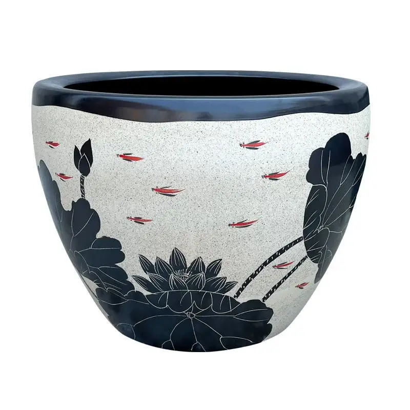 

Lotus water lily pot, extra large, old-fashioned garden flower pot.