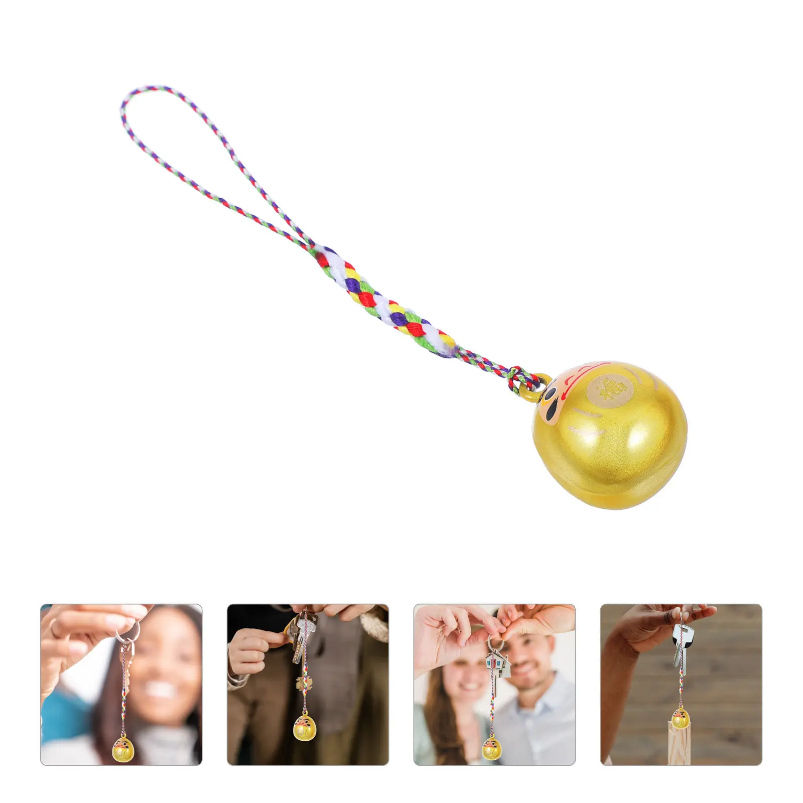 Japanese Mini Daruma Keychain Wristlet Lanyard for Keys Handbag Backpack Phone Daruma Decor Charm Pendant Lucky Symbol Smooth