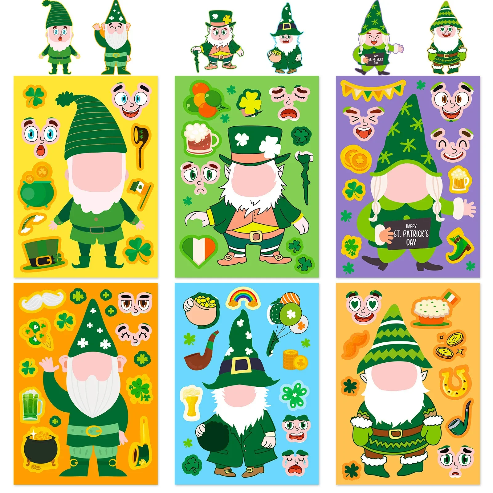 St. Patrick's Day Party Game DIY Stickers Paper Printing Activity Sticker Gift for Kids Puzzle Educational Cartoon Party Sticker