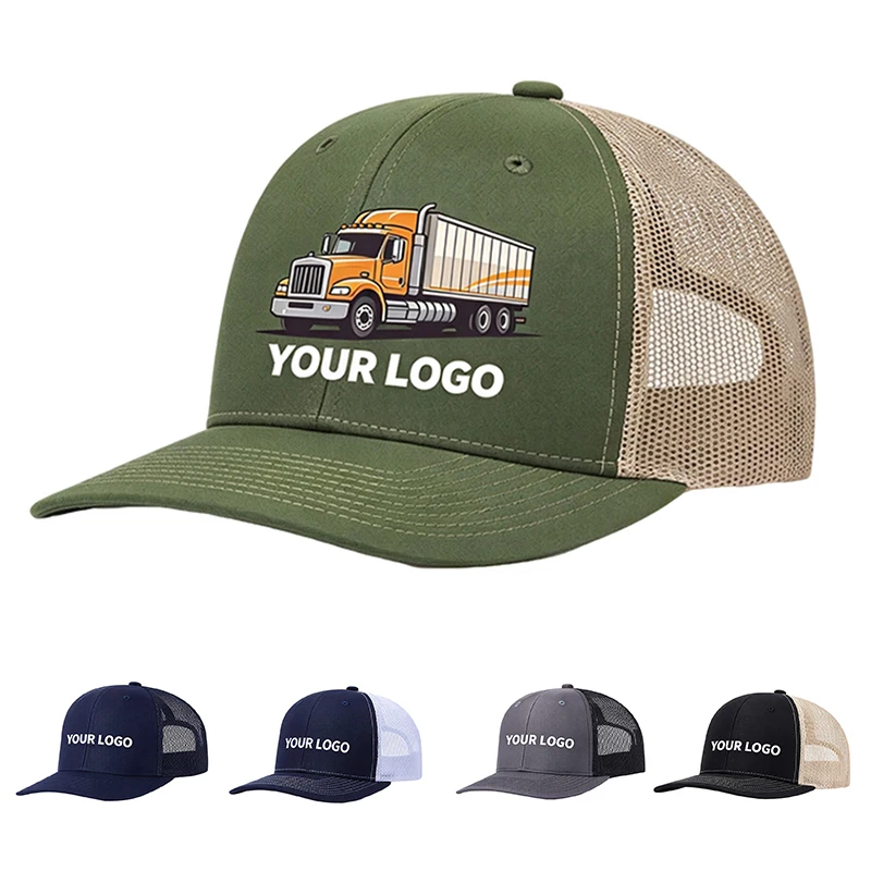 1 Pcs Personalized Trucker Hat Custom Printed Logo 6 Panel Mesh Back Baseball Cap Adjustable Snapback Hat Men Women