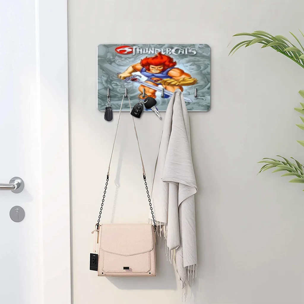 

Thundercats Cartoon Key Holder Hooks Organizer Rack Wall Mounted Decor for Entryway Front Door Kitchen Hallway Garage