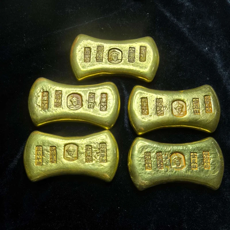 Miscellaneous gilded gold ingots, substitute gold bars, gold nuggets, pure red gold bars, Wanbao Gold Shop gold, small gold ingo