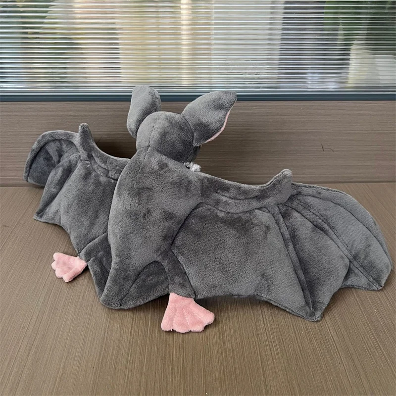 Halloween Grey Bat Plush Toy Stuffed Animal Doll Soft Throw Pillow Scare Home Decoration Fans Girls Boys Birthday Christmas Gift