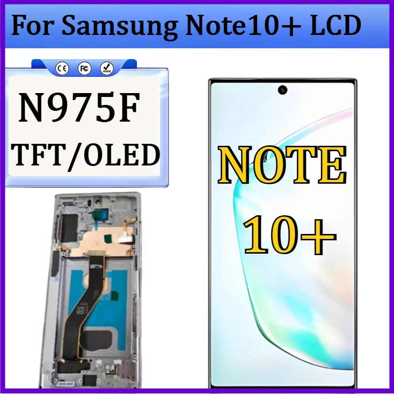 New TFT/OLED Display For Samsung Note10+ N975F LCD Display Touch Screen Digitizer with Frame For Samsumg Galaxy Note10 Plus LCD