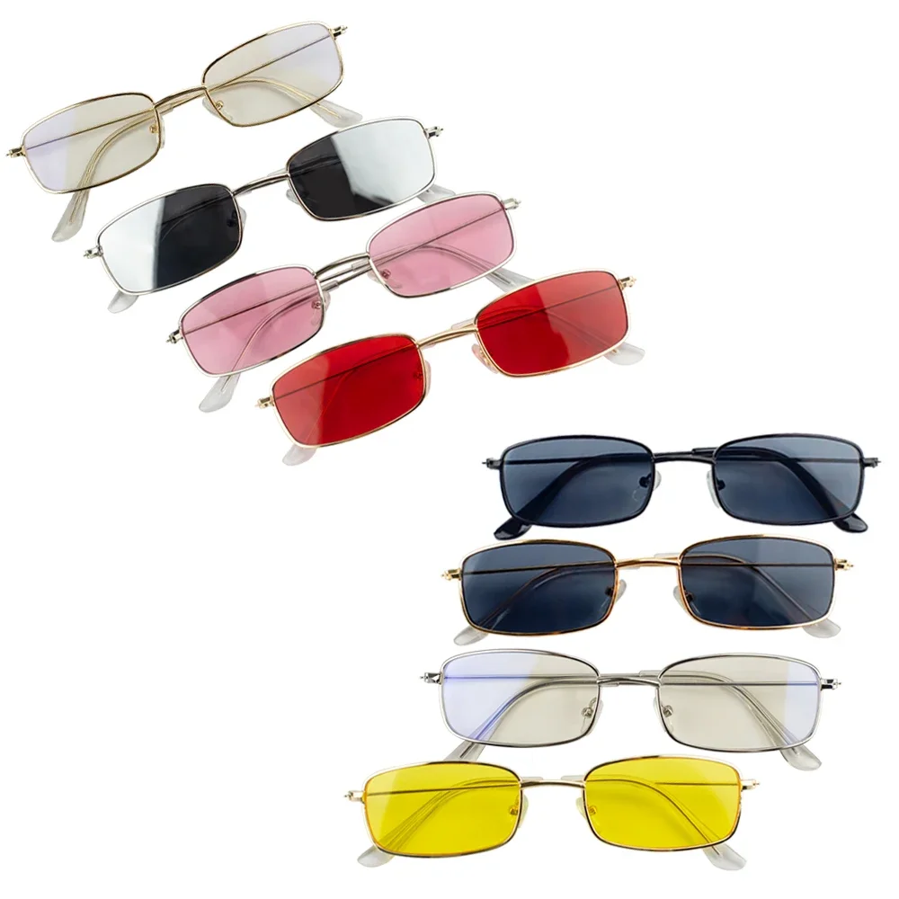 Candy Color Rectangle Sunglasses Retro Small Oval Women Glasses Brand Shades Metal Frame Korean Fashion Eyewear