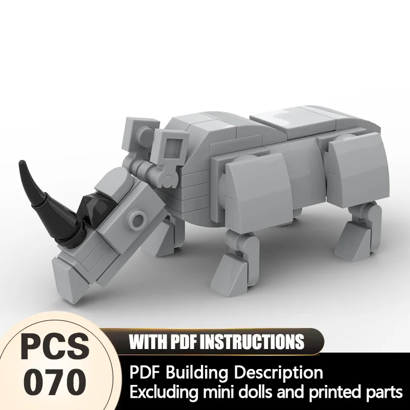 

Creators Animal Series Model MOC Building Bricks White Rhinoceros Modular Technology Gifts Holiday Assemble Children Toys Suit
