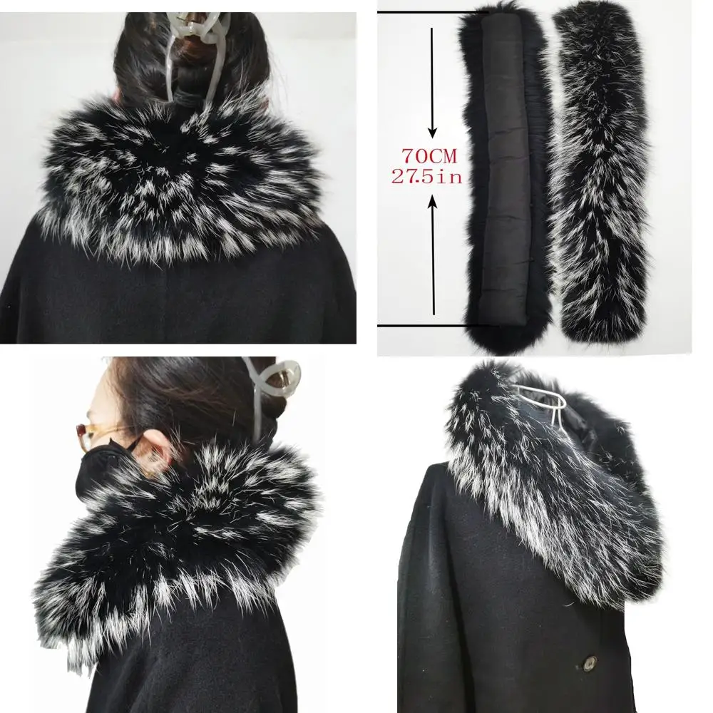 

Шарф-воротник из меха енота унисекс, теплый и стильный аксессуар из шкуры