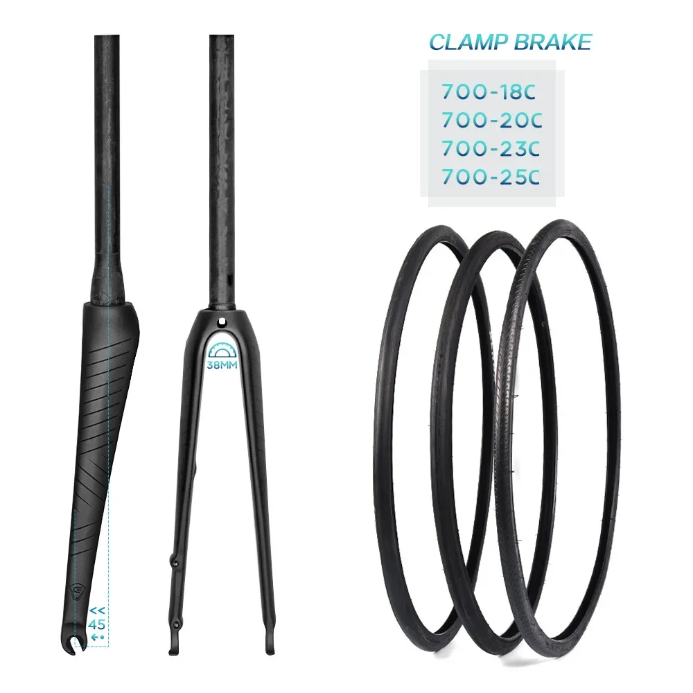 DODICI Carbon Fiber Road Bike Fork 700C*25C,Straight / Tapered Tube,Thru Axle / Quick Release Full Carbon Bicycle Fork 27.5er