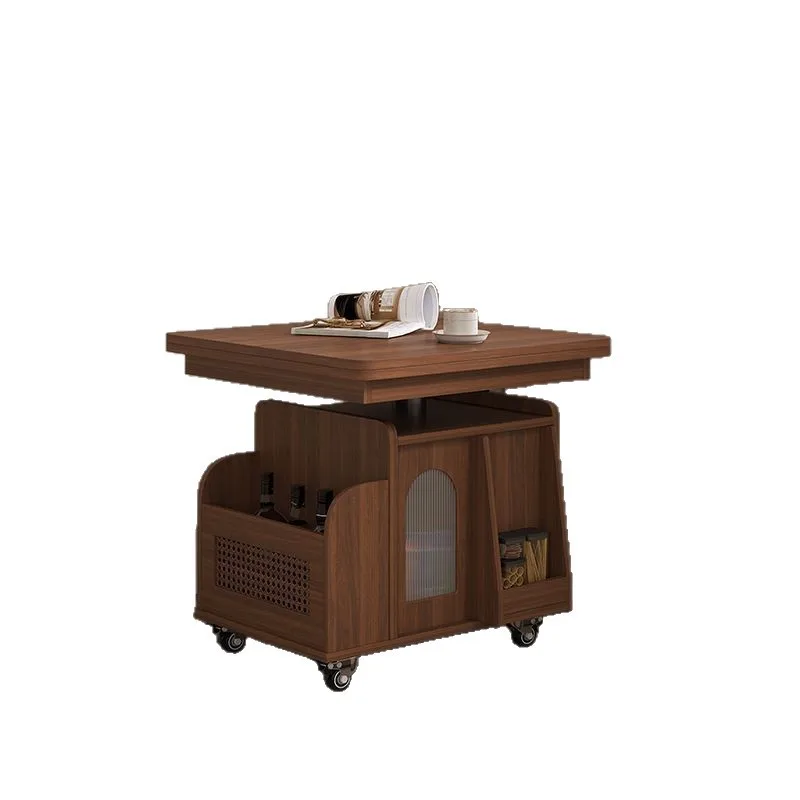 

Мобильный журнальный столик из цельного дерева, многофункциональный подъемный чайный столик, складная тележка для маленькой квартиры, гостиной