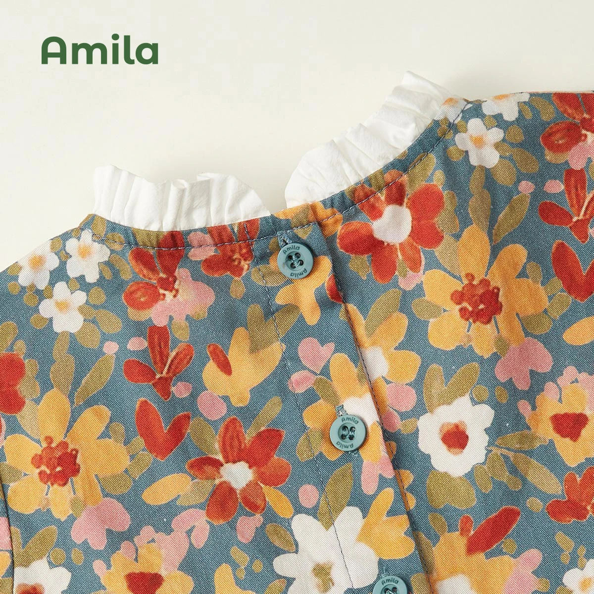 Amila Baby Girl Dress 2022 Autumn  Winter Baby Girls New Long Sleeves A-Line Skirt Plush And Thicken Warmth Flower Clothes