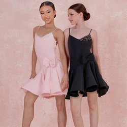 ZYM Latin Dance Dress For Girls Sling Backless Big Swing Skirt Chacha Rumba Tango Kids Latin Dance Competition Dress DQS16555