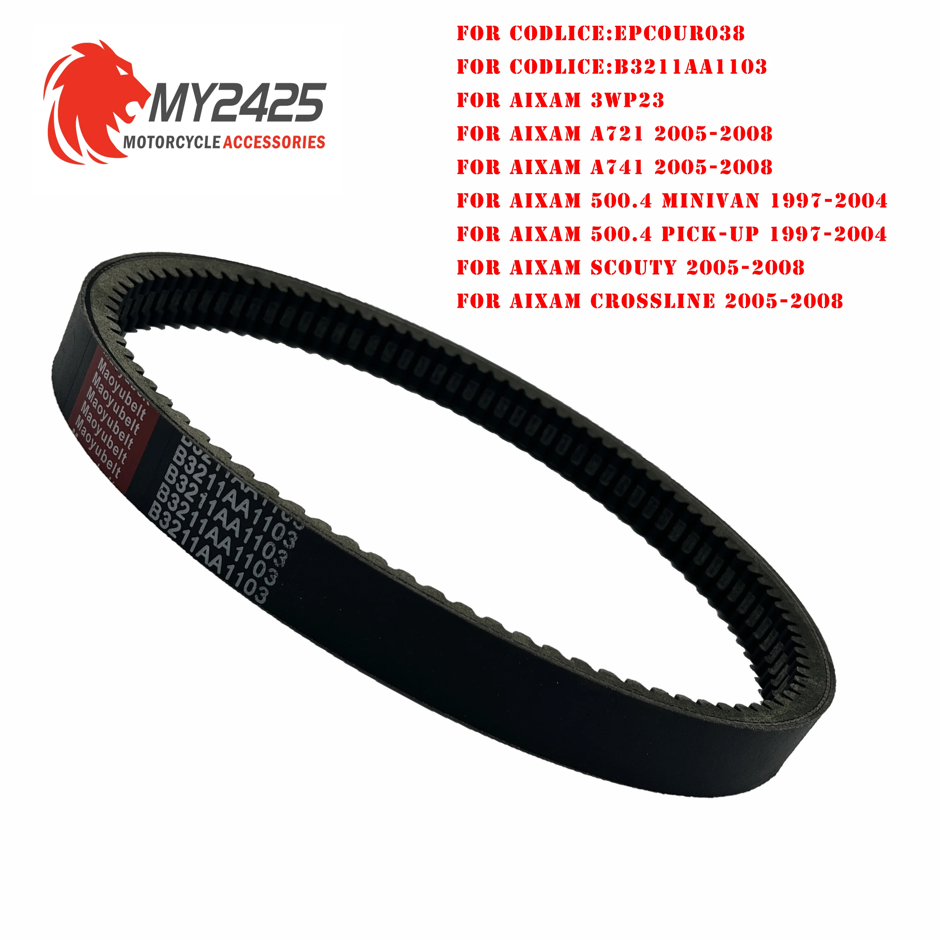 Drive Belt for AIXAM MOTORE KUBOTA Aixam 3WP23 A721 A741 500.4 Minivan Pick-Up Scouty Crossline EPCOUR038 B3211AA1103