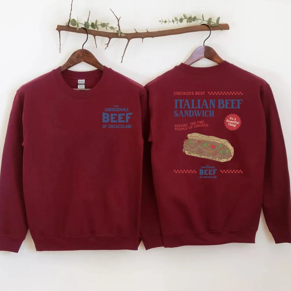 Tv Show The Bear Sweatshirt Front and Back Print Hoodie Italian Beef Sandwich Shirt The Original Beef of Chicagoland Sweatshirts