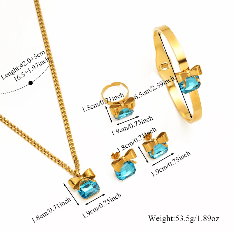 EILIECK 316L Edelstahl Halskette Armband Ohrringe Ring Set Trendiger Kristall Zirkon Perle Wasserdichter Schmuck für Frauen Mädchen – Detail 11