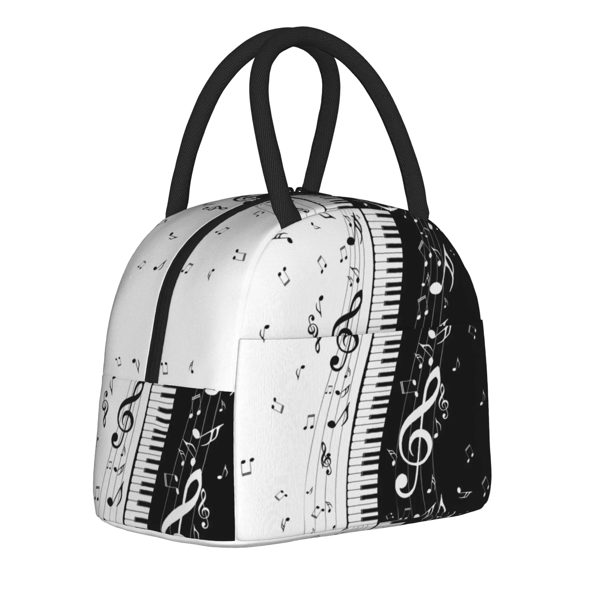 

Minimalistic Piano Keyboard Insulated Lunch Bags Large Music Note Meal Container Cooler Bag Tote Lunch Box College Outdoor