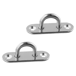 2pcs Eye Plate Oblong Pad U-Shaped Ring Hook Heavy Duty Stainless Steel Hook Mount Ceiling Fan Boat Deck Ropes Hanging Kit