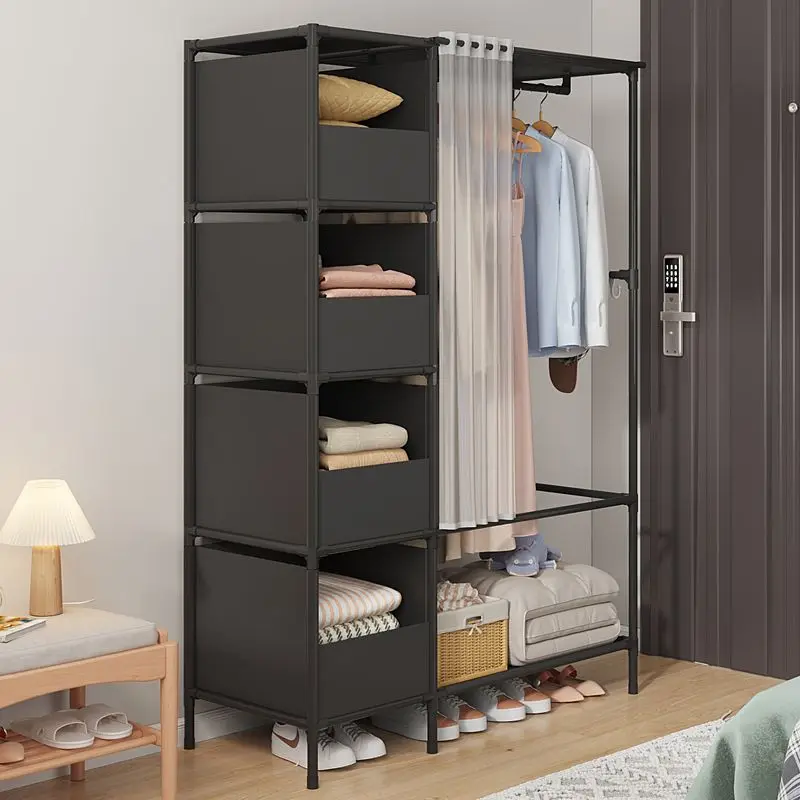 Large Capacity Mordern Simple Wardrobe With Dust-Proof Cloth Home Furniture Storage Rack Clothes Hanger For Bedroom