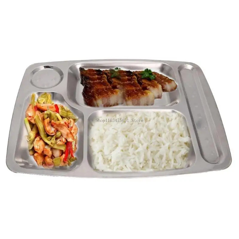 Stainless Steel Divided Dinner Dinner Lunch Container Container Plate 4/5/6 Bagian