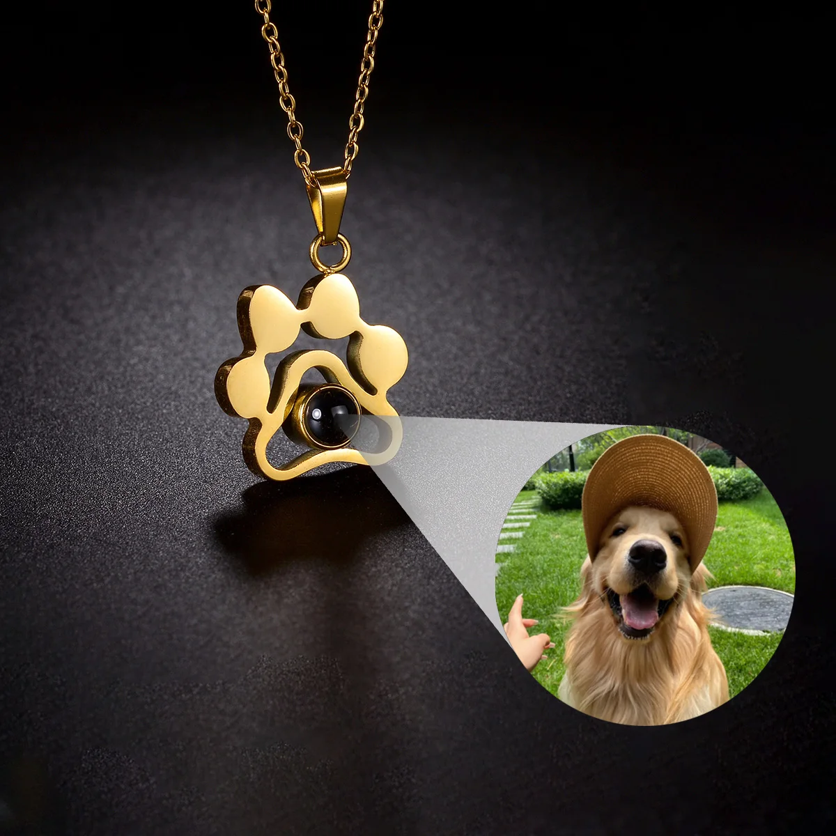 Sifisrri Personalisierte Hundepfoten-Projektions-Halskette für Frauen, Familie, individueller Welpe, Foto, Erinnerung, Haustierliebhaber, Bild, Schmuck, Geschenk