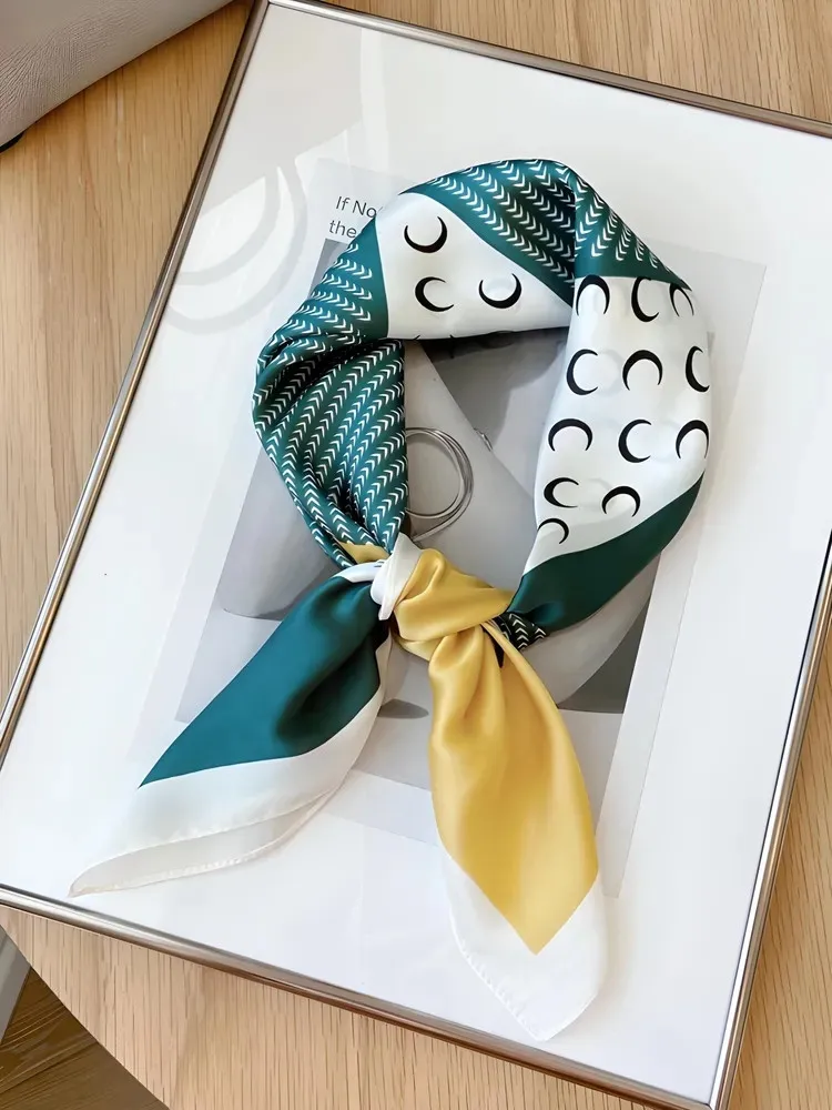 Diademas de seda con estampado de moda para mujer, pañuelo elegante para el cuello, bandas para la cabeza, Foulard, bufandas femeninas, primavera 2025